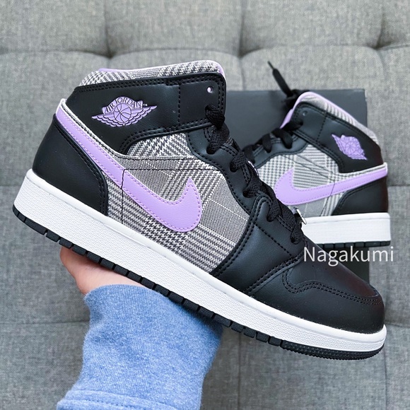 Jordan Shoes - 🍇 Nike Air Jordan 1 Mid Grape gingham shoes 🍇